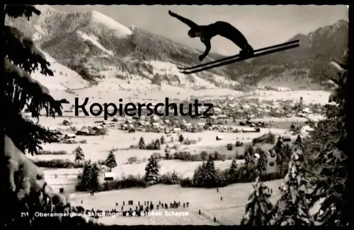 ÄLTERE POSTKARTE OBERAMMERGAU SKISPRINGEN AN DER GROSSEN SCHANZE SAUT A SKI JUMP faire du ski Sprungschanze