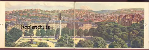 ALTE DOPPEL-POSTKARTE STUTTGART SCHLOSSPLATZ SCHLOSS chateau castle Klappkarte Doppelkarte Ansichtskarte AK postcard cpa