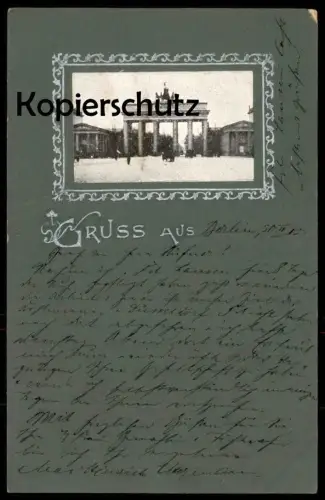 ALTE JUGENDSTIL PRÄGE POSTKARTE GRUSS AUS BERLIN BRANDENBURGER TOR postcard Ansichtskarte AK cpa
