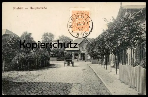 ALTE POSTKARTE NIEBÜLL HAUPTSTRASSE MIT KUTSCHE Ansichtskarte cpa AK postcard
