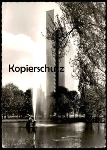 ÄLTERE POSTKARTE DÜSSELDORF GRÖNE JONG UND THYSSENHAUS 1961 Turm Haus Thyssen Ansichtskarte postcard AK cpa