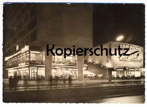ÄLTERE POSTKARTE BERLIN ZOOPALAST FILM HAIE UND KLEINE FISCHE HOCHHAUS AM ZOO Möbel Spiegel postcard cpa Ansichtskarte