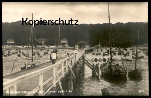 ALTE POSTKARTE OSTSEEBAD GÖHREN RÜGEN AN DER SEEBRÜCKE Segelboot Segler Strand beach plage cpa AK Ansichtskarte postcard