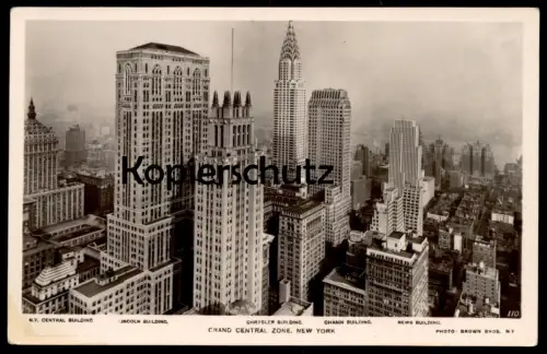 ALTE POSTKARTE NEW YORK CITY GRAND CENTRAL ZONE CHRYSLER BUILDING N.Y. CENTRAL LINCOLN CHANIN NEWS BUILDING postcard cpa