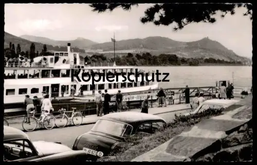 ÄLTERE POSTKARTE KÖLN-DÜSSELDORFER RHEIN-DAMPFSCHIFFAHRT DAMPFER BONN BAD GODESBERG Goliath Auto Rennrad