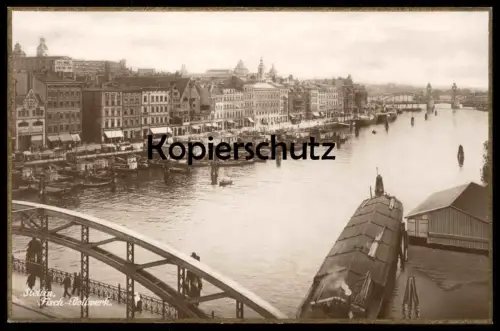 ALTE POSTKARTE STETTIN FISCH-BOLLWERK Goldrand Frachtschiff cargo ship bateau Pommern Szczecin Poland polska postcard AK