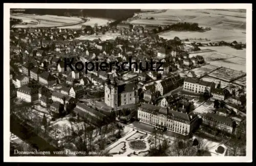 ALTE POSTKARTE DONAUESCHINGEN IM WINTER VOM FLUGZEUG AUS Luftbild Total Totalansicht Fliegeraufnahme Riediger Ebingen
