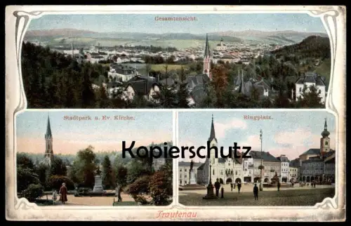 ALTE POSTKARTE TRAUTENAU STADTPARK GESAMTANSICHT RINGPLATZ Trutnov Böhmen Ansichtskarte postcard AK cpa