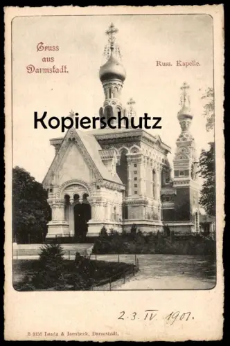ALTE POSTKARTE GRUSS AUS DARMSTADT RUSSISCHE KAPELLE 1901 russian chapel Ansichtskarte postcard cpa AK