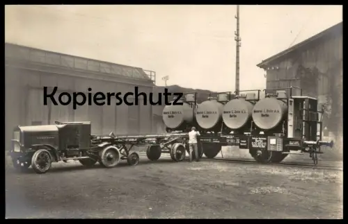 ALTE POSTKARTE UMSCHLAG EISENBAHN AUF LKW C. BOLLE MEIEREI BERLIN LOKOMOTIVBAU KRUPP ESSEN truck Ansichtskarte postcard
