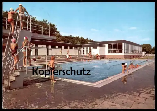 ÄLTERE POSTKARTE LIENEN IN WESTFALEN HALLEN-FREIBAD Sprungturm pool piscine Teutoburger Wald postcard Ansichtskarte cpa