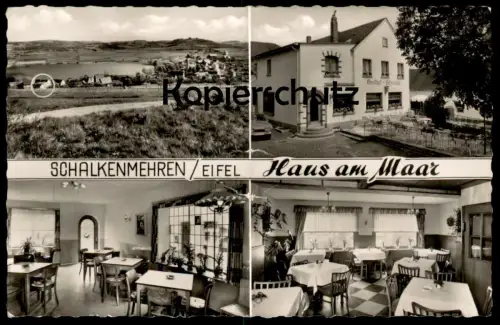 ÄLTERE WERBE-POSTKARTE SCHALKENMEHREN EIFEL HAUS AM MAAR GASTHOF PENSION SCHNEIDER cpa postcard AK Ansichtskarte