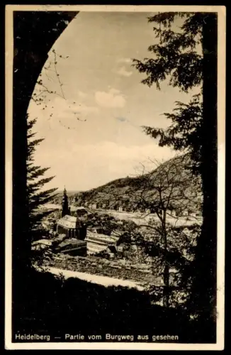 ALTE POSTKARTE HEIDELBERG PARTIE VOM BURGWEG AUS GESEHEN 1935 STEMPEL HEIDELBERG RUFT: KOMM postcard Ansichtskarte cpa