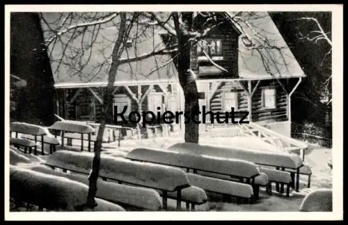 ALTE POSTKARTE KÖHLERHÜTTE FÜRSTENBRUNN BEI NACHT SCHNEE WINTER hiver snow neige Schwarzenberg Erzgebirge Ansichtskarte