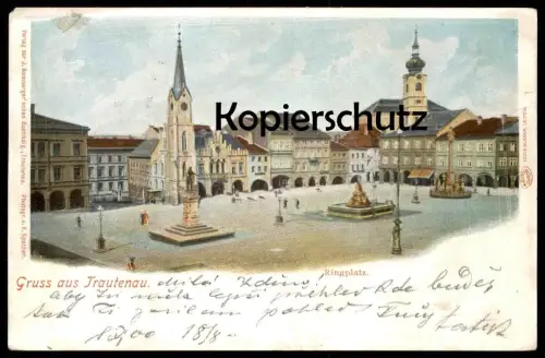 ALTE POSTKARTE TRAUTENAU RINGPLATZ Trutnov Böhmen Czech Republic Ceska Cesko Ansichtskarte postcard AK cpa