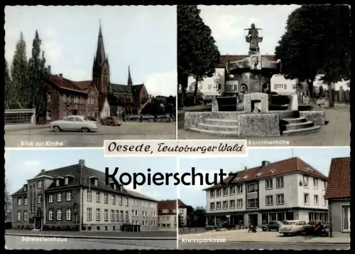 ALTE POSTKARTE OESEDE GEORGSMARIENHÜTTE SCHWESTERNHAUS KAROLINENHÖHE SPARKASSE VW KÄFER Ansichtskarte postcard cpa AK
