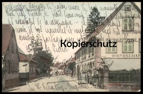 ALTE POSTKARTE INGWEILER HAUPTSTRASSE WIRTHSCHAFT Wirtschaft Gasthaus Gaststätte Einöd Ingwiller cpa AK Ansichtskarte