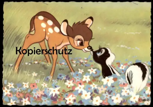ÄLTERE POSTKARTE BAMBI WALT DISNEY Stinktier Blume flower mouffette Skunk Reh Zeichentrick Ansichtskarte AK