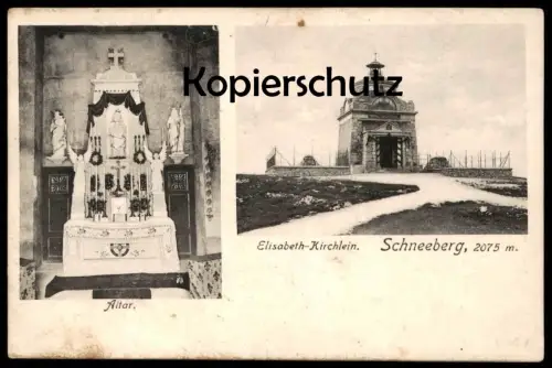 ALTE POSTKARTE ST. ELISABETH KIRCHLEIN SCHNEEBERG ALTAR Stempel Eduard Pradel Hochschneeberg Puchberg Ansichtskarte