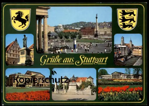 ÄLTERE POSTKARTE GRÜSSE AUS STUTTGART WAPPEN BADEN WÜRTTEMBERG Ansichtskarte AK cpa postcard