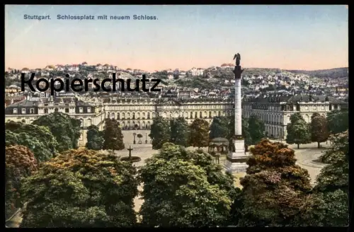 ALTE POSTKARTE STUTTGART SCHLOSSPLATZ MIT NEUEM SCHLOSS chateau castle Ansichtskarte AK cpa postcard