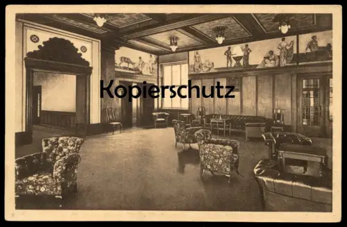 ALTE POSTKARTE WIESBADEN VESTIBÜL IM I. OBERGESCHOSS STÄDT. KAISER FRIEDRICH BAD MIT FRIES VON FR. KALTWASSER cpa AK