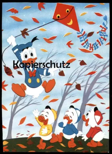 ÄLTERE POSTKARTE DONALD DUCK DRACHEN STEIGEN KITE FLY TICK TRICK TRACK DREI NEFFEN Disney cpa postcard AK Ansichtskarte