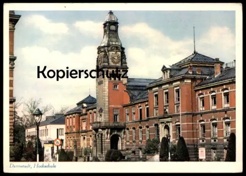 ALTE POSTKARTE DARMSTADT HOCHSCHULE UNIVERSITÄT Litfasssäule university 40er Jahre AK Ansichtskarte cpa postcard