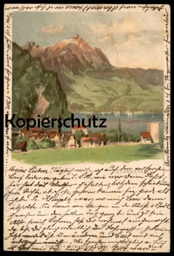ALTE KÜNSTLER POSTKARTE STANSSTAD SCHWEIZER PILLEN APOTHEKER RICH. BRANDT'S SCHAFFHAUSEN Ansichtskarte AK postcard cpa