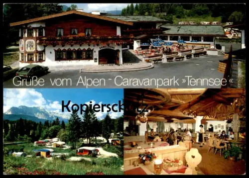 ÄLTERE POSTKARTE ALPEN CARAVAN PARK TENNSEE KLAIS KRÜN ALPENSTRASSE GARMISCH INNSBRUCK camping Ansichtskarte postcard