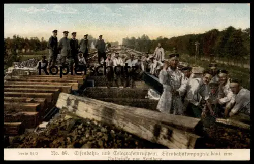 ALTE POSTKARTE EISENBAHN- UND TELEGRAFENTRUPPEN NOTBRÜCKE VOR LEMBERG Lviv Lwiw Lwow Lvov postcard cpa AK