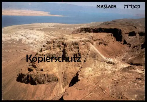 ÄLTERE POSTKARTE MASSADA GENERAL VIEW WITH DEAD SEA TOTES MEER LUFTBILD Israel postcard Ansichtskarte cpa AK