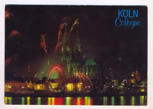 POSTKARTE KÖLN KÖLNER DOM FEUERWERK FESTFEUERWERK FIREWORKS Feu d'artifice Cologne Sylvester cpa postcard Ansichtskarte