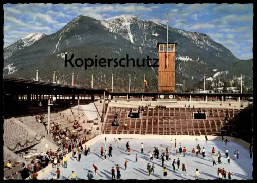 ÄLTERE POSTKARTE GARMISCH Stade Olympique de Glace Olymisches Eisstadion Olympic Ice Stadium Ice Eishockey cpa postcard