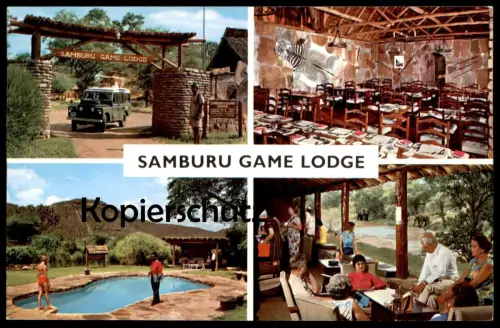 ÄLTERE POSTKARTE KENIA SAMBURU GAME LODGE ZEBRA FELL Kenya East Africa Afrika postcard cpa AK Ansichtskarte