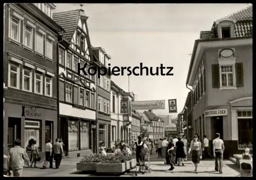 ÄLTERE POSTKARTE SUHL STEINWEG WERBUNG KUTSCHERMARKT FUSSGÄNGERZONE Steigleder Ansichtskarte AK cpa postcard