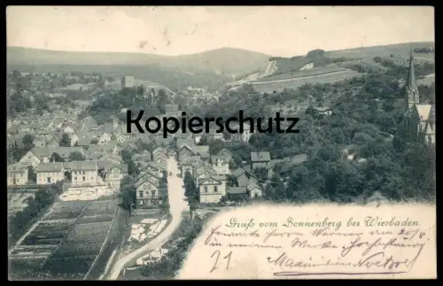 ALTE POSTKARTE GRUSS VOM SONNENBERG BEI WIESBADEN 1900 Ansichtskarte postcard cpa AK