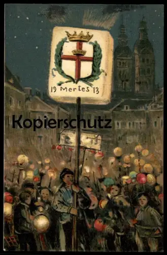 ALTE POSTKARTE COBLENZ MERTES 1913 SANKT MEHRTES KINDERMERTESFACKELZUG ST. MARTIN Koblenz Ansichtskarte postcard