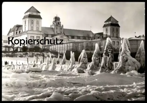 ÄLTERE POSTKARTE BINZ AUF RÜGEN KURHAUS IM SCHNEE WINTER EIS snow ice Ansichtskarte AK postcard cpa