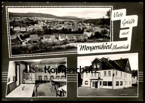 ÄLTERE POSTKARTE GRÜSSE AUS MENGERSCHIED GASTHAUS ZUR POST THEKE TOTAL HUNSRÜCK Simmern postcard cpa AK Ansichtskarte