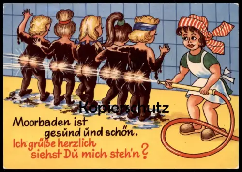 ÄLTERE HUMOR POSTKARTE MOORBADEN IST GESUND UND SCHÖN STEMPEL BAD OEYNHAUSEN nude humour AK Ansichtskarte cpa postcard