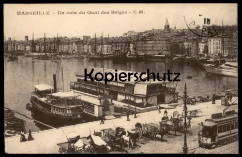 ALTE POSTKARTE MARSEILLE UN COIN DU QUAI DES BELGES Kai Hafen Dampfer Schiff ship tramway Ansichtskarte postcard cpa AK