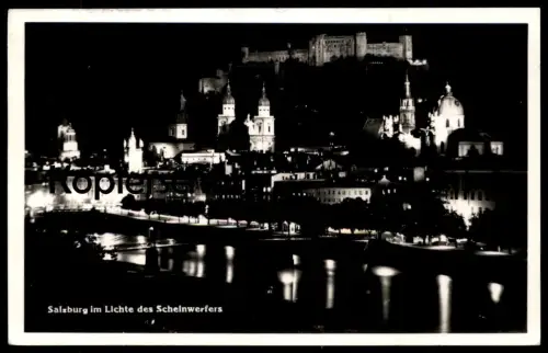 ÄLTERE POSTKARTE SALZBURG IM LICHTE DES SCHEINWERFERS BEI NACHT Beleuchtung at night nuit AK Ansichtskarte cpa postcard