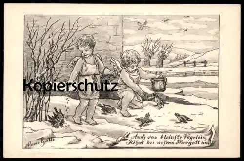 ALTE KÜNSTLER POSTKARTE KINDER PUTTEN ENGEL VÖGLEIN VÖGEL MARIE GALLE children Kind enfants enfant child Ansichtskarte