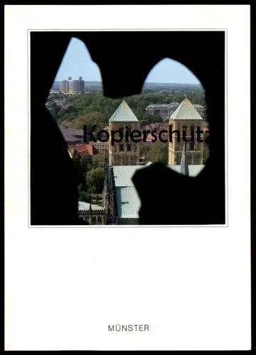 ÄLTERE POSTKARTE MÜNSTER BLICK ZUM DOM SCHLOSS UND GROSSKLINIKUM VON DER LAMBERTIKIRCHE Uni Uniklinik Ansichtskarte AK
