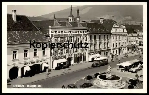 ALTE POSTKARTE LEOBEN HAUPTPLATZ BUS Markt market marché Steiermark Österreich Austria cpa Ansichtskarte postcard AK