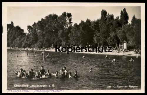 ALTE POSTKARTE STRANDBAD LANGENARGEN BODENSEE Bad Schwimmbad Schwimmzone Ansichtskarte AK postcard cpa