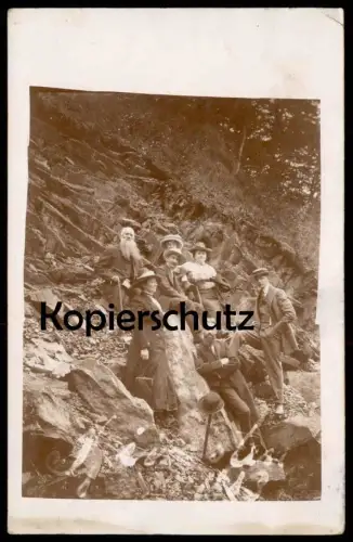 ALTE FOTO POSTKARTE PFINGSTEN PFINGSTAUSFLUG MIT OPA GROSSVATER WANDERER KLETTERER DÜSSELDORF cpa postcard Ansichtskarte
