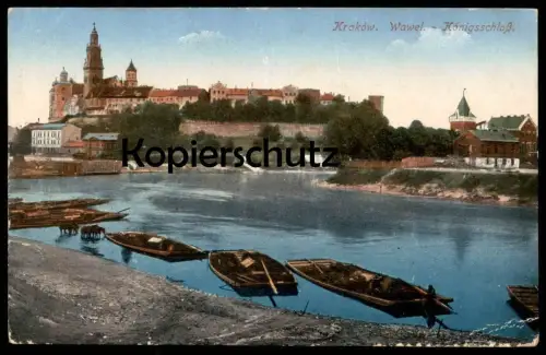 ALTE POSTKARTE KRAKOW WAWEL KÖNIGSSCHLOSS KRAKAU Boote chateau castle Polska Poland Polen Ansichtskarte Schloss postcard