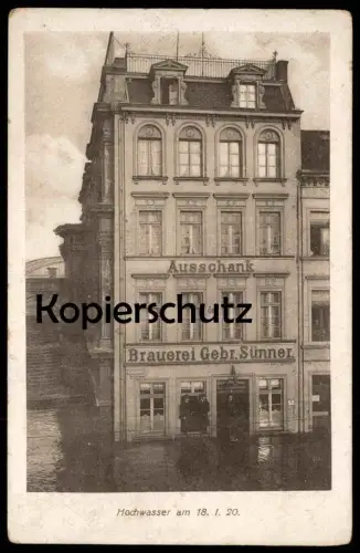 ALTE POSTKARTE KÖLN HOCHWASSER 18.01.1920 AUSSCHANK BRAUEREI GEBR. SÜNNER CÖLN flood inondation postcard Ansichtskarte